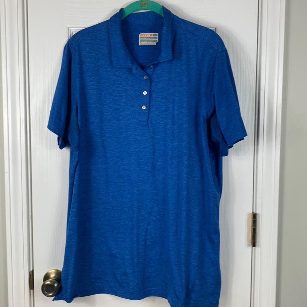 Heather blue short sleeved polo shirt size XL.